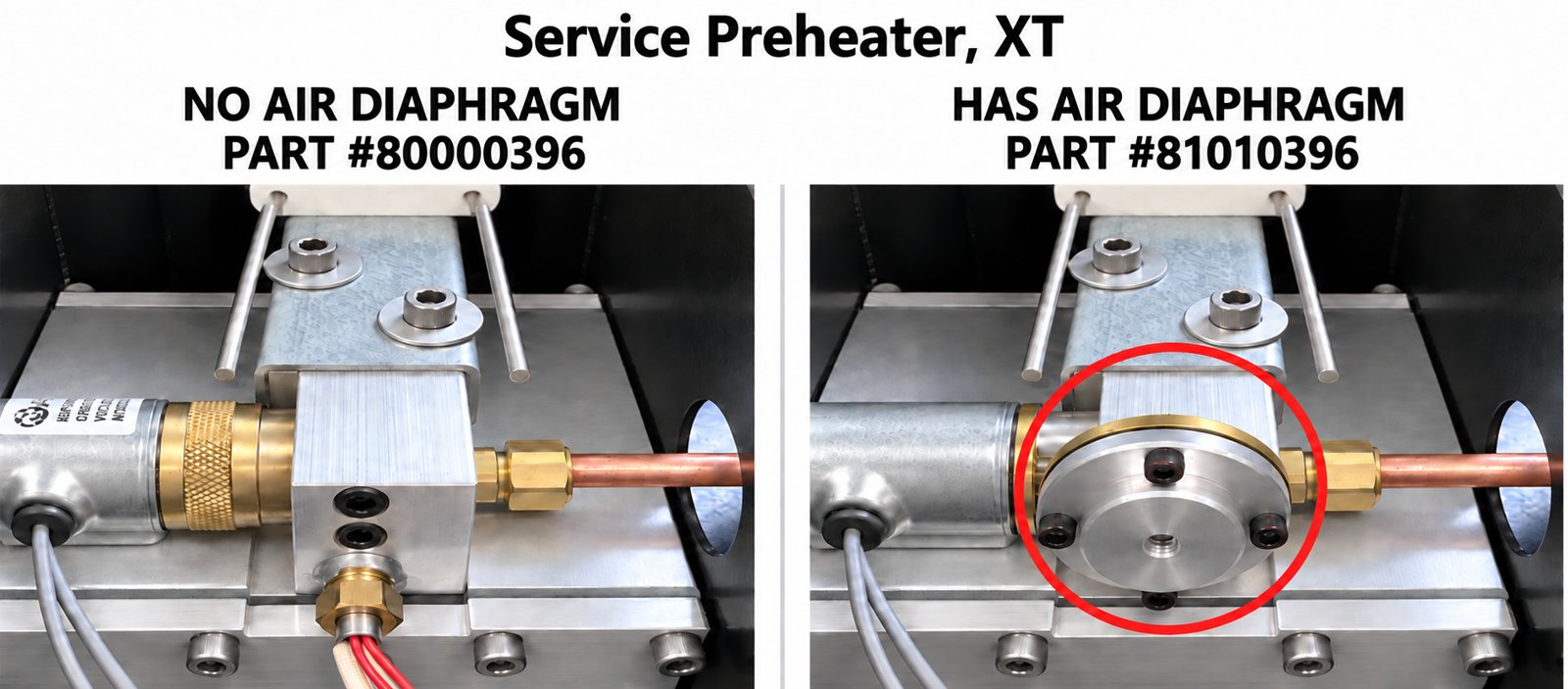 Preheater identifier: no air diaphragm vs has air diaphragm