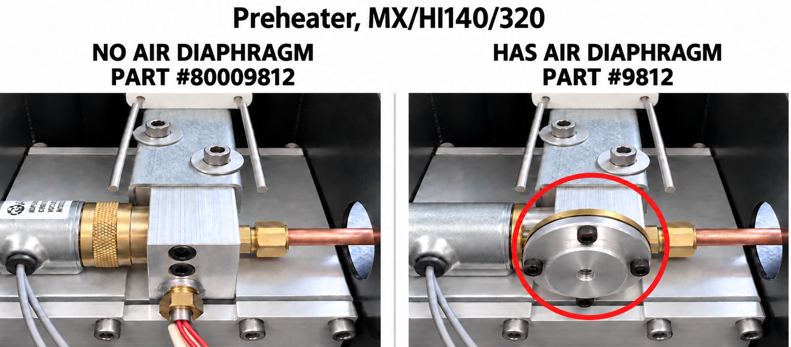 Preheater identifier: no air diaphragm vs has air diaphragm